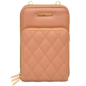 Bolsa Carteira Feminina Com Alça Textura Matelassê Cor:Bege