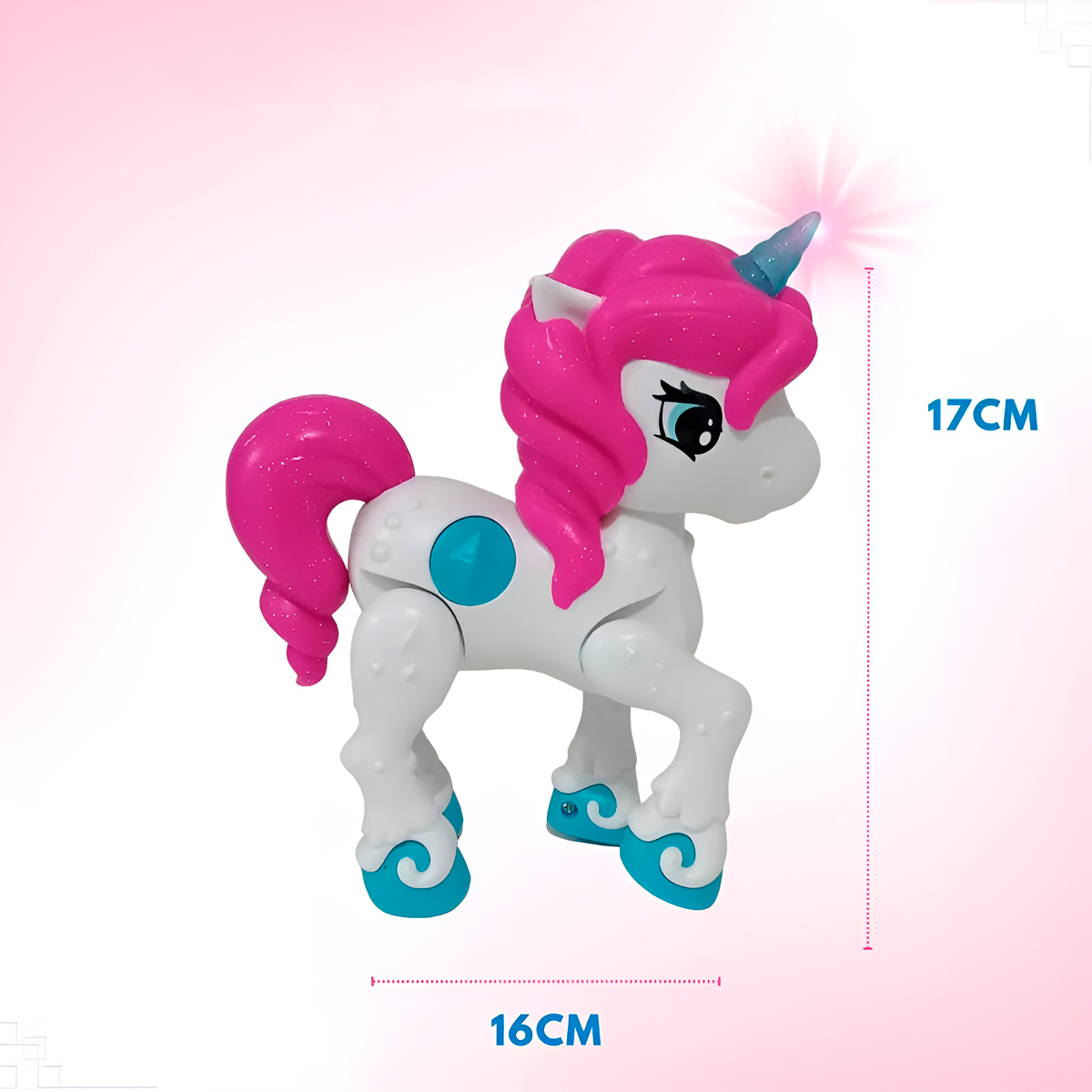 Brinquedo Bebê Unicórnio Com Luz E Som Diversão Brincadeira Cor:Rosa - Imagem 3