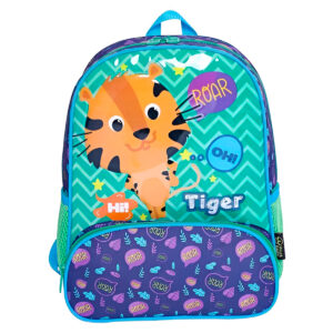 Mochila Infantil Com Bolso Externo Animais Escola Passeio Estampa:Tigre