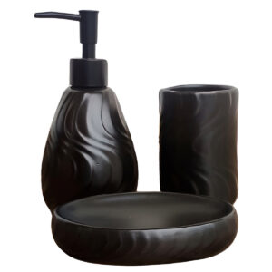 Conjunto Para Banheiro 3 Peças Bancada Pia Organização Modelo:Malta;Cor:Preto