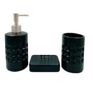 Conjunto Para Banheiro 3 Peças Bancada Pia Organização Modelo:Pequim;Cor:Preto