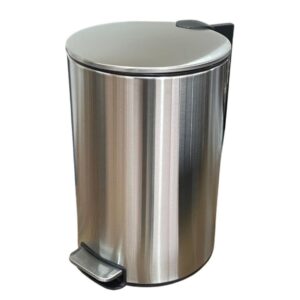 Lixeira de Inox Escovado Slim 12 Litros Com Pedal Balde Removível Para Banheiro Cozinha