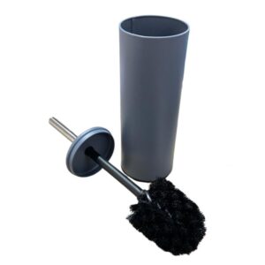 Escova Sanitária Limpeza Vaso Sanitário Banheiro Matte Com Cabo Suporte Inox Cinza