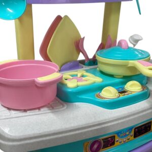 Kit Cozinha Infantil de Brinquedo 16 Acessórios Completa Fogão Pia Sai Água