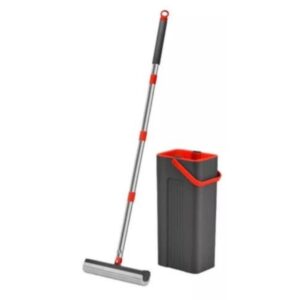 Mop Esfregão Esponja PVA com Balde com Cabo Inox 125cm para Limpeza Geral Vassoura Rodo Mágico