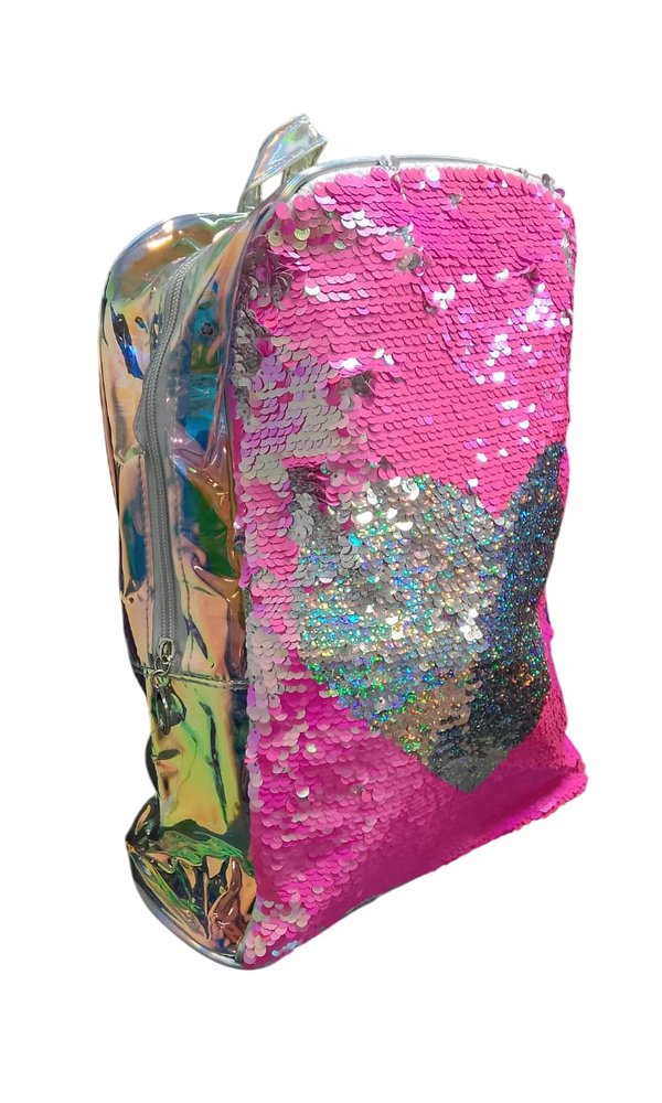 Mochila Infantil de Costas Menina Bolsa Escolar Plástico Lantejoulas Holográficas - Imagem 3