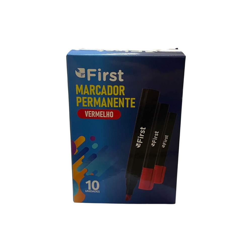 Marcador Permanente 10 Unidades Vermelha Caneta Pincel Anatômico - Alta Fixação e Secagem Rápida