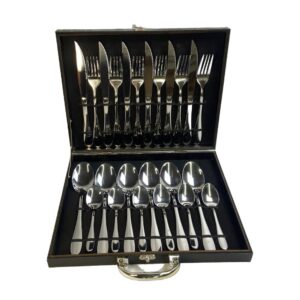 Conjunto de Talheres 24 Peças Inox com Maleta Preta - Faqueiro Completo