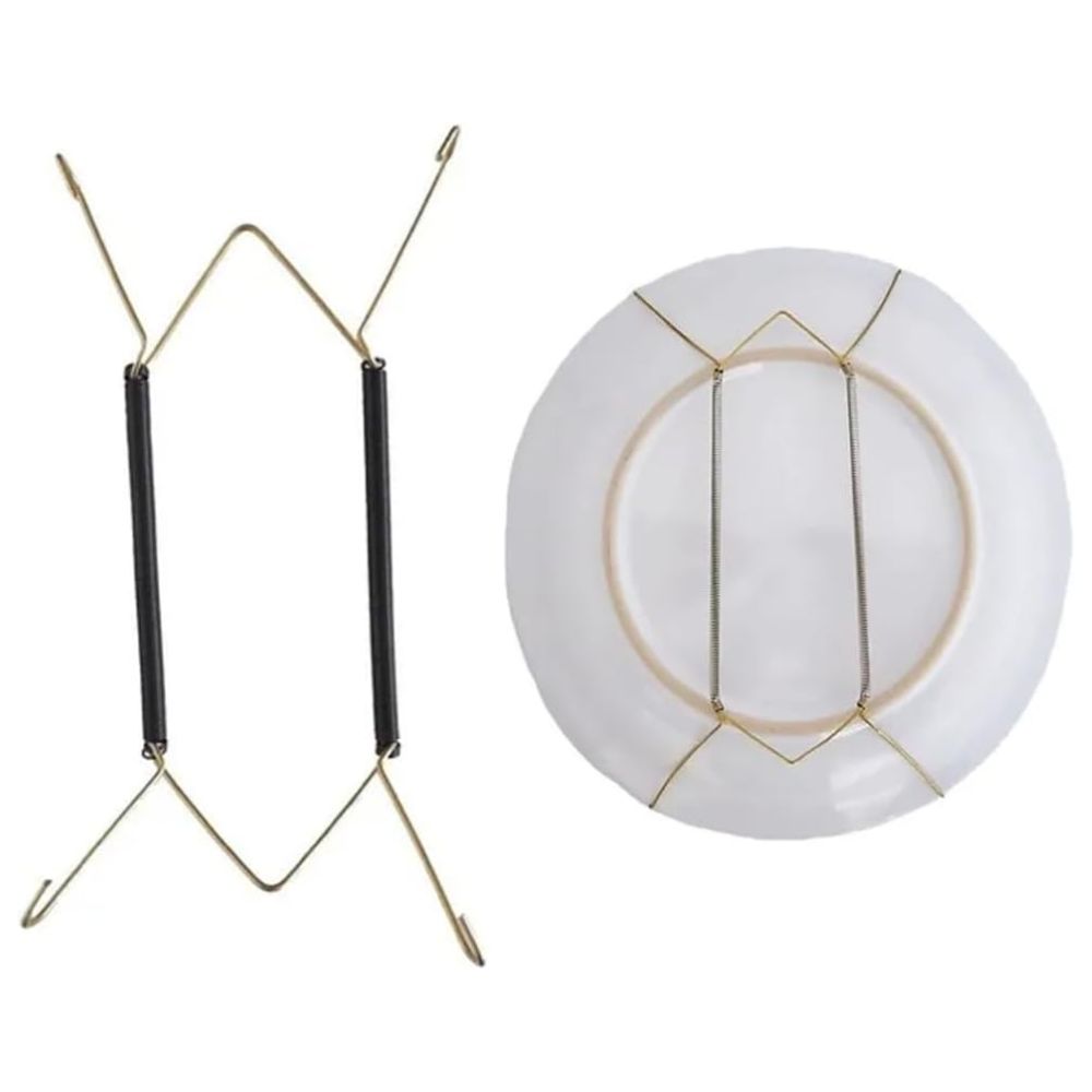 Suporte Gancho Com Mola Para Pendurar Pratos Decorativos Na Parede Em Arame De Aço 4 Garras