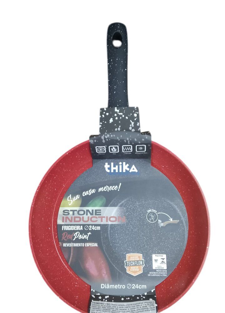 Frigideira em Alumínio Antiaderente Multifuncional 24cm - Vermelha