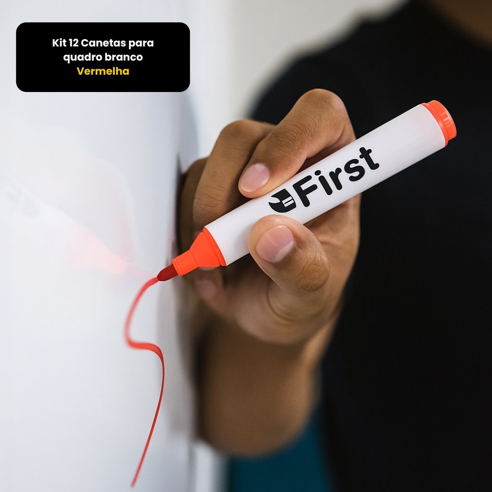 Marcador para Quadro Branco 10 Unidades Vermelho Caneta Pincel Anatômico - Imagem 4