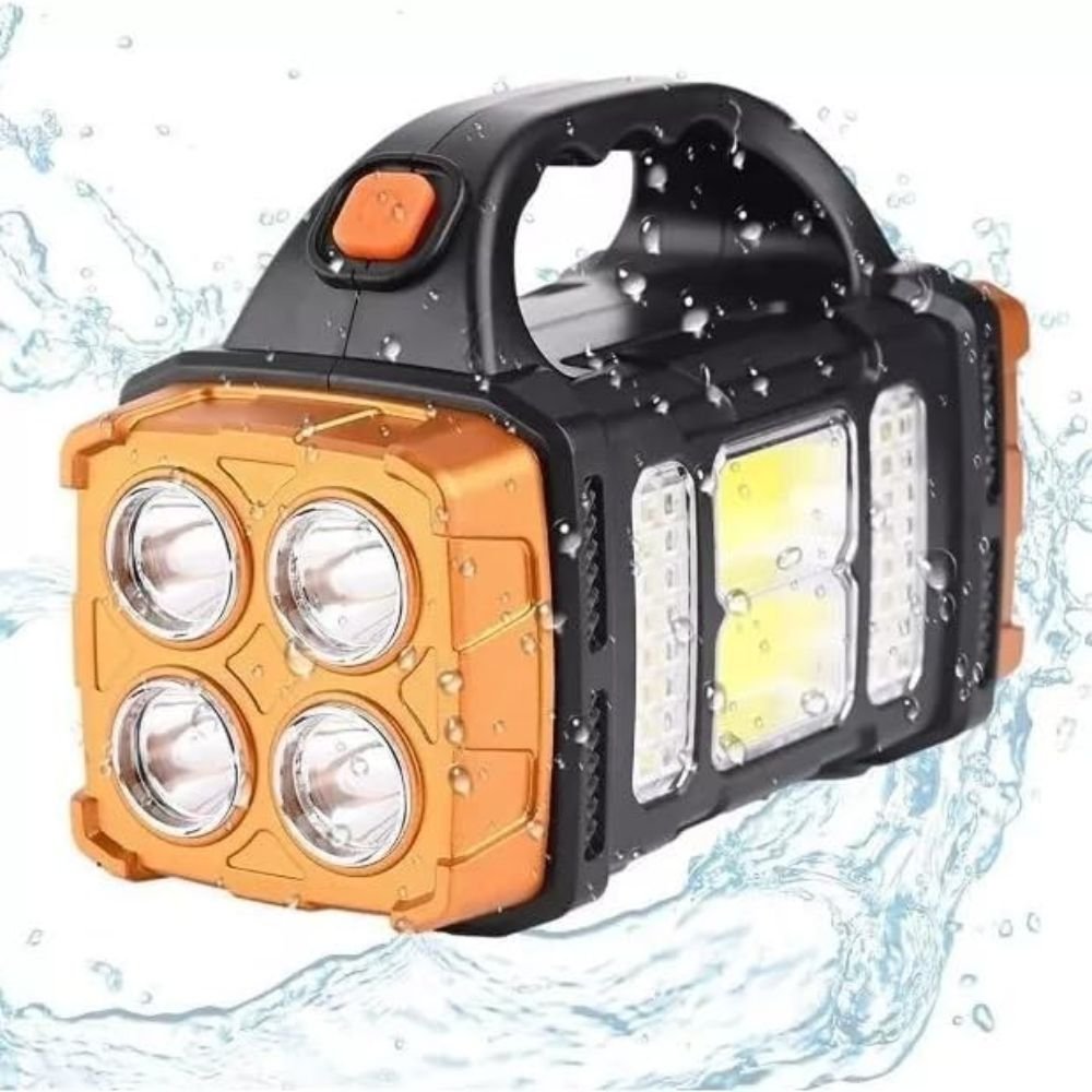 Lanterna Holofote Led Recarregável USB Energia Solar Super Potente Portátil À Prova D’Água Para Acampamento Camping Trilha