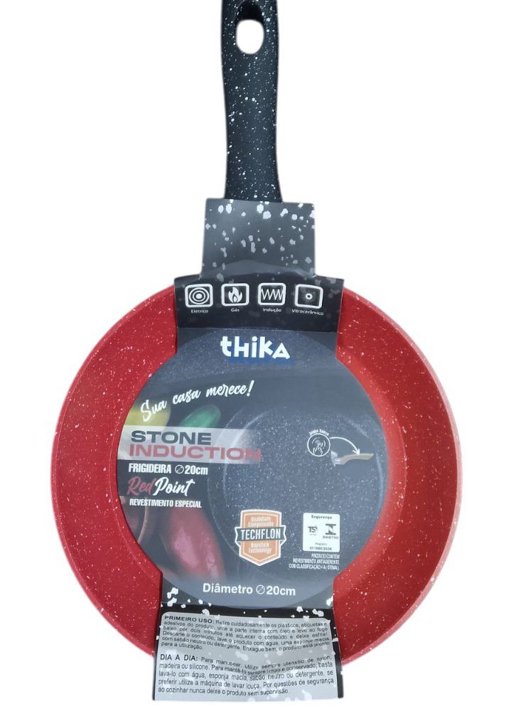 Frigideira em Alumínio Antiaderente Multifuncional 20cm - Vermelha