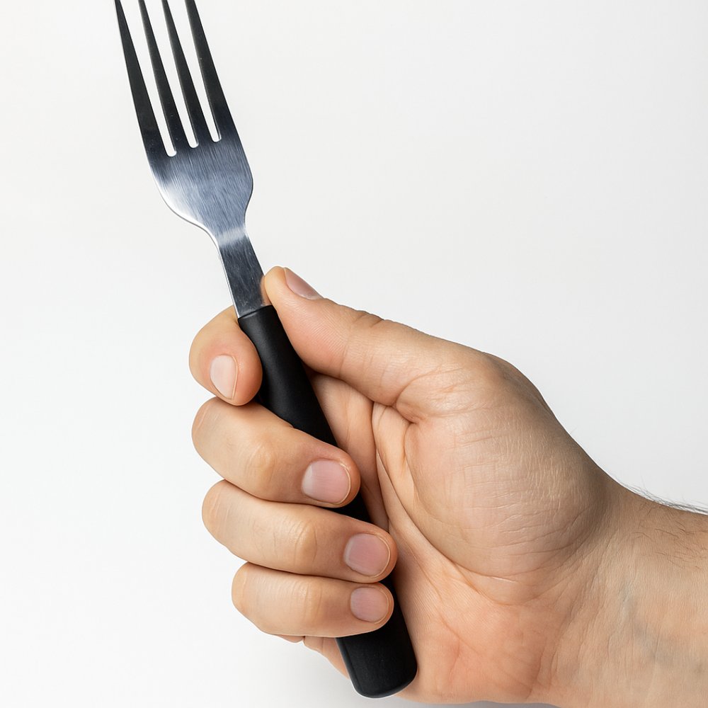 Kit 6 Garfos Talheres de Mesa Aço Inox com Cabo Preto Restaurante Cozinha Resort Buffet - Imagem 4