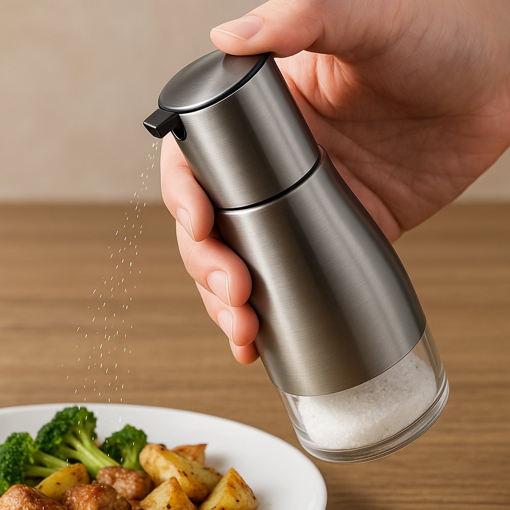 Azeiteira e Vinagreira em Vidro e Inox 320ml Galheteiro com Bico Dosador Porta Azeite Temperos - Imagem 5