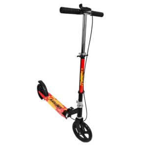 Patinete Infantil Adulto Juvenil 2 Rodas Grandes Dobrável Portátil Preto com Vermelho até 70Kg