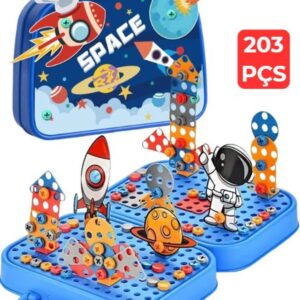 Kit Caixa de Ferramentas Montagem Maleta com Parafusos Infantil Crianças Brinquedo Menino