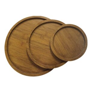 Kit 3 Gamela Petisqueira Mdf Estilo Bambu para Servir Petiscos com Formato Redonda para Frios