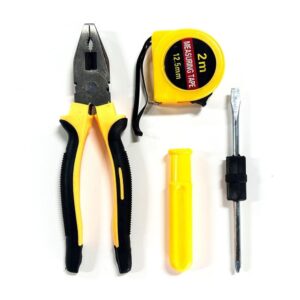 Kit Alicate Universal Cabo Emborrachado Profissional com Trena Ponteira Dupla e Porta Ponteira