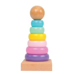 Pirâmide Brinquedo Educativo Madeira Argola Empilhável Torre Colorido Didático Infantil