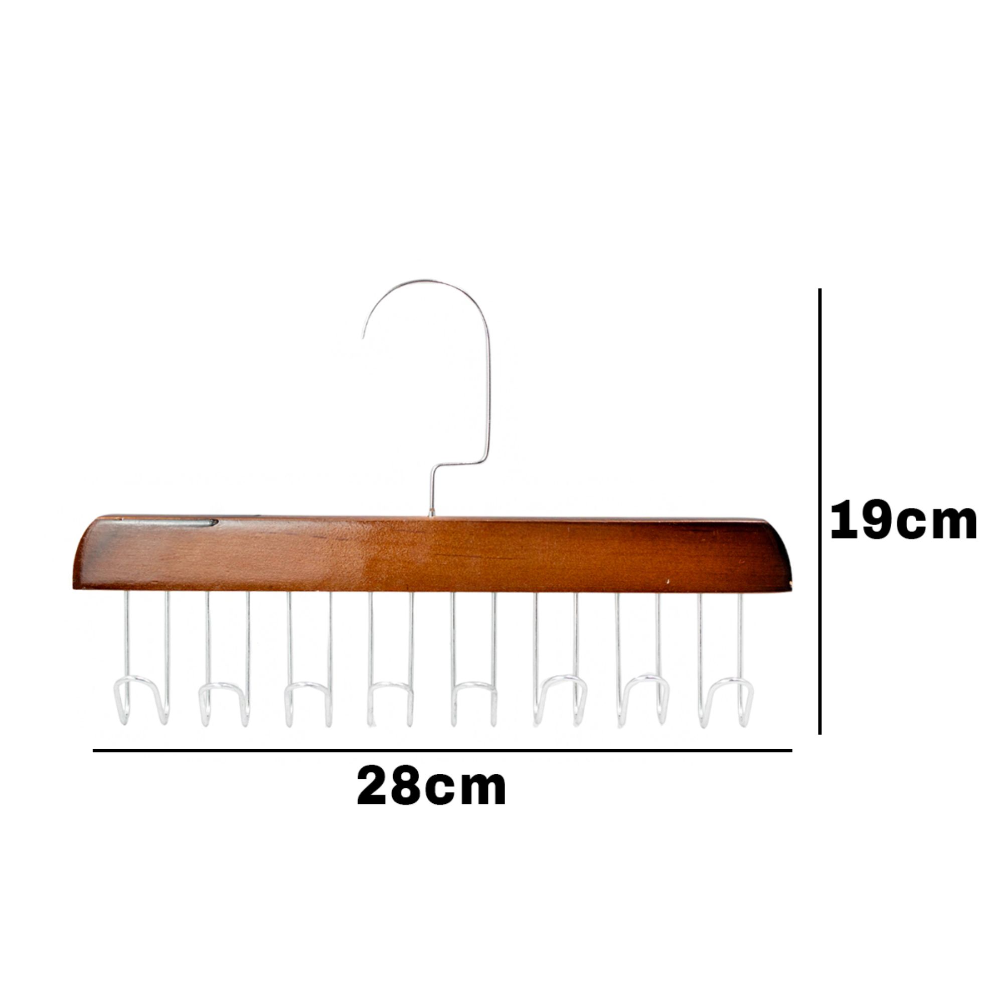 Kit 3 Cabide de Madeira Multiuso Para Cintos Gravatas Cachecóis Sutiãs Colares Organizador 8 Ganchos - Imagem 6