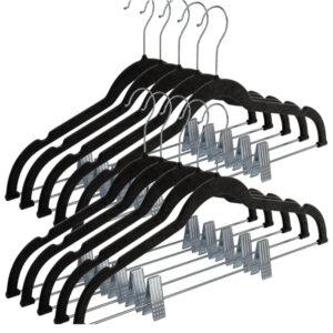 Kit 10 Cabides de Veludo Slim com Presilha de Metal Preto - Antiaderente, Reforçado e Elegante