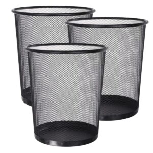Kit 3 Lixeira Telada 10 Litros de Metal Aramado Redonda para Cozinha Banheiro Escritório Quarto