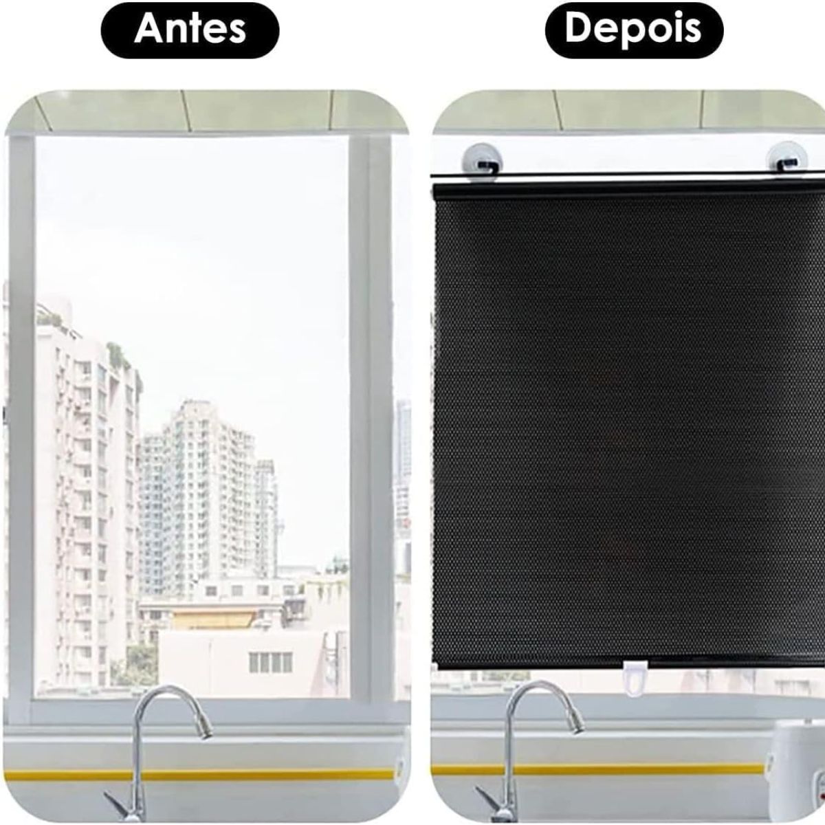 Cortina Blackout Com Ventosa Retrátil Para Janela Sala De Estar Protetor Solar Persiana 50x125cm - Imagem 3