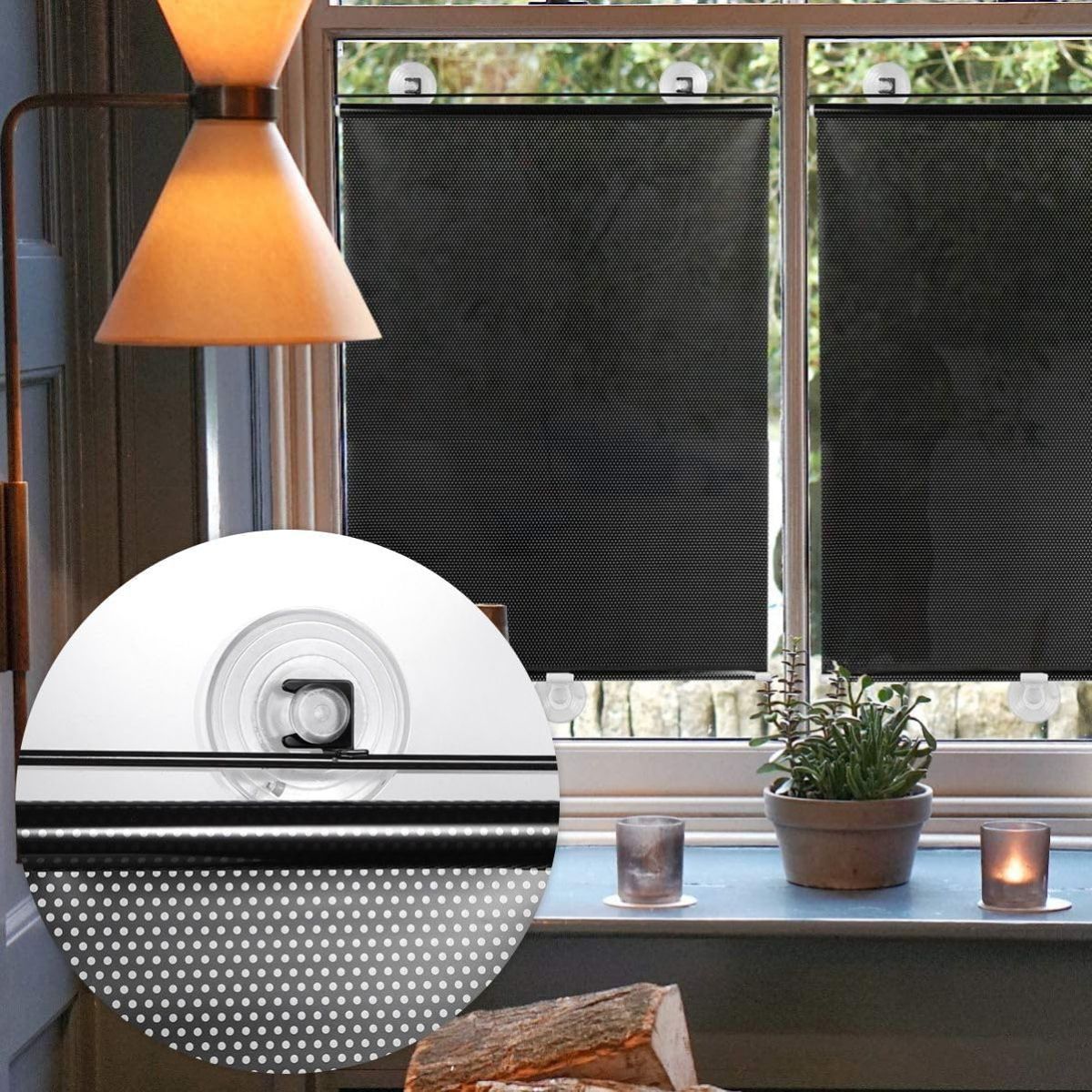 Cortina Blackout Com Ventosa Retrátil Para Janela Sala De Estar Protetor Solar Persiana 50x125cm - Imagem 5