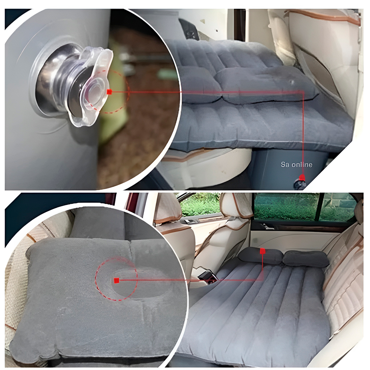 Colchão Cama Inflável para Carro Automotivo com Bomba e Travesseiros - Ideal para Viagens Longas - Imagem 4