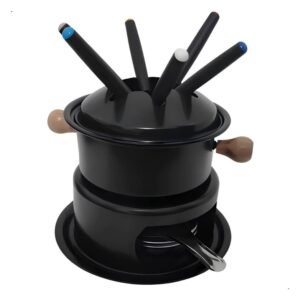 Kit Jogo Panela de Fondue 11 Peças Com Garfos Para 6 Pessoas - Ideal para Chocolate, Queijo, Molhos, Jantar Romântico