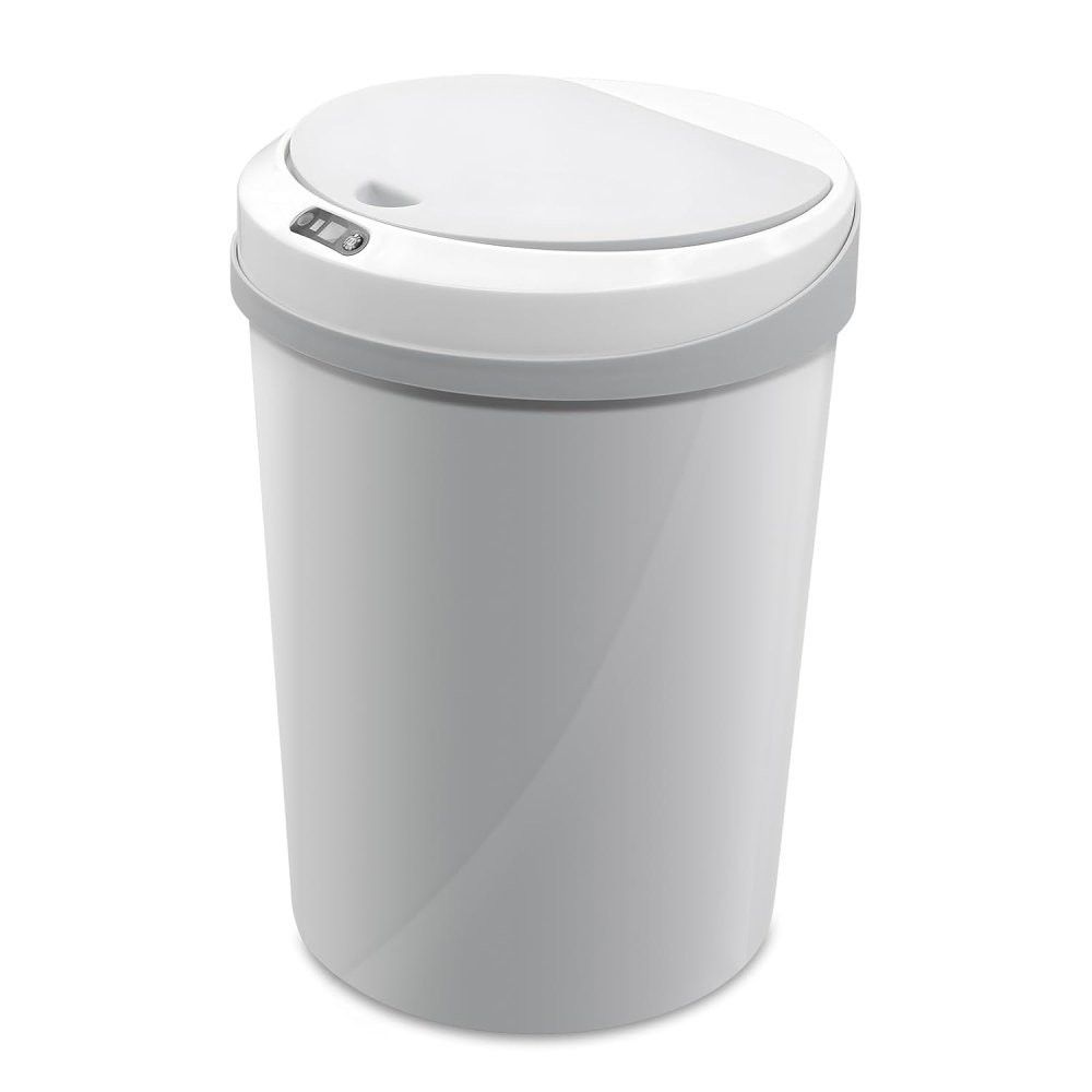 Lixeira Automática com Sensor 10 Litros Redonda Cinza para Banheiro Cozinha Escritório