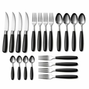 Jogo de Talheres 21 Peças Inox Faqueiro Completo Preto