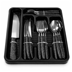 Jogo de Talheres 26 Peças Inox Faqueiro Completo Preto