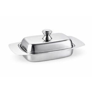 Manteigueira De Inox Com Tampa Para Vedação 20cm Porta Manteiga Retangular