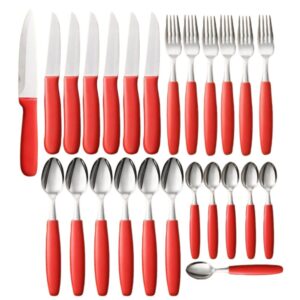 Jogo de Talheres 26 Peças Inox Faqueiro Completo Porta Talher Vermelho