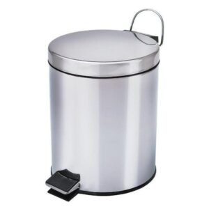Lixeira com Pedal 5 Litros Aço Inox Redonda Cesto Removível Cozinha Banheiro