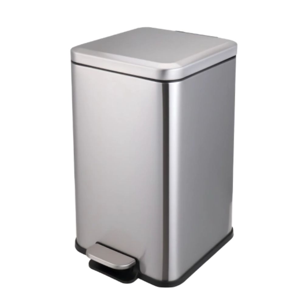 Lixeira com Pedal 20 Litros Aço Inox Quadrada Fechamento Suave para Banheiro Cozinha