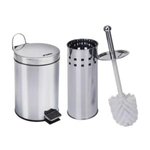 Kit Lixeira com Pedal 5L com Escova Sanitária e Suporte Inox