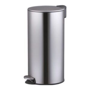 Lixeira com Pedal 30 Litros Inox Redonda Balde Removível Fechamento Suave para Banheiro Cozinha