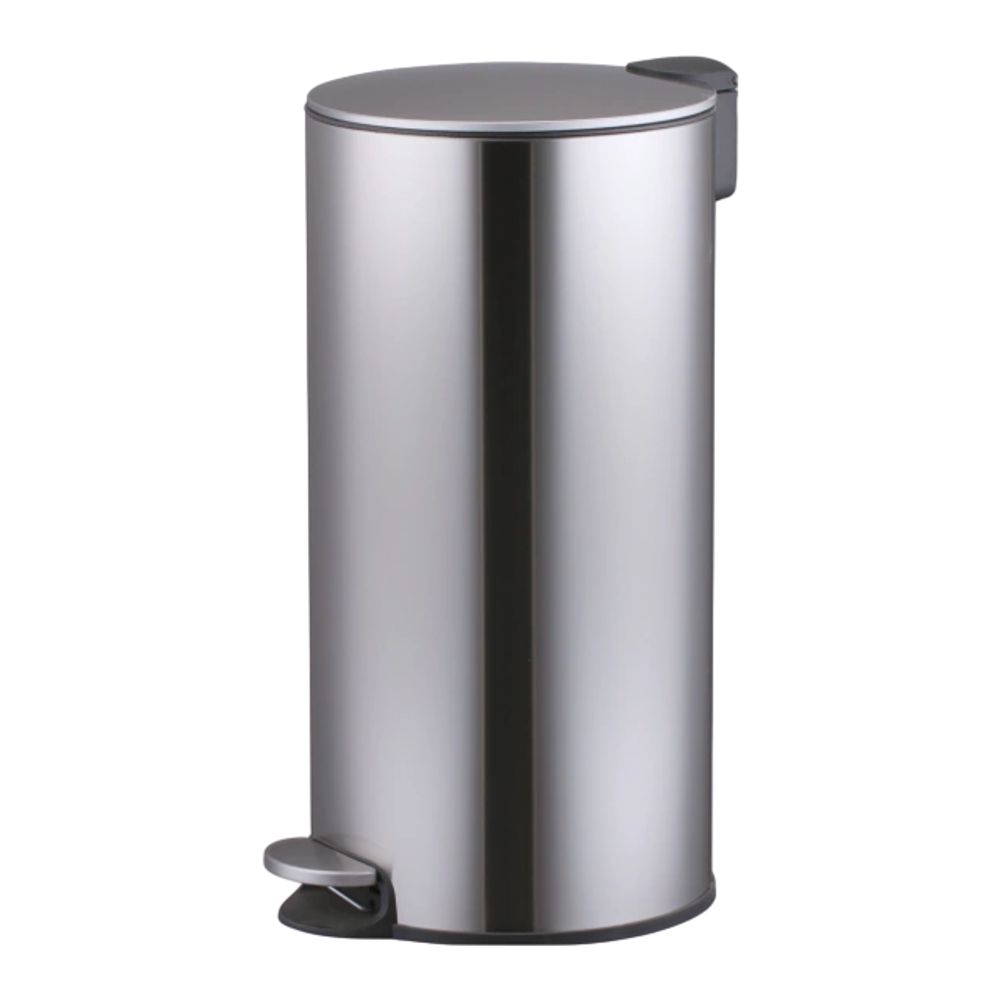 Lixeira com Pedal 30 Litros Inox Redonda Balde Removível Fechamento Suave para Banheiro Cozinha