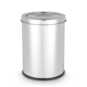 Lixeira com Tampa Basculante 5 Litros Aço Inox Redonda para Banheiro Cozinha Quarto Escritório