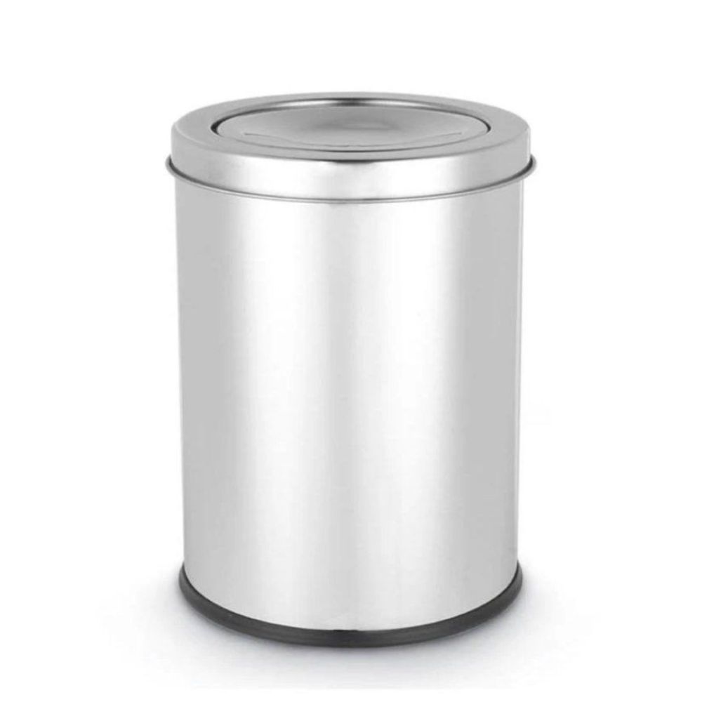Lixeira com Tampa Basculante 5 Litros Aço Inox Redonda para Banheiro Cozinha Quarto Escritório