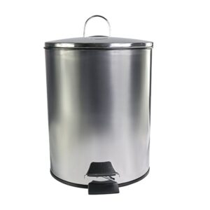 Lixeira com Pedal 5 Litros Inox Slim Redonda para Banheiro Cozinha Escritório