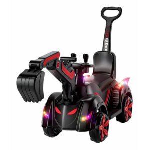 Escavadeira Elétrica Infantil com Luzes e Som Suporta 30Kg Carro Carrinho Retroescavadeira Vermelha