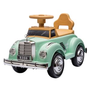 Carro Carrinho De Passeio Infantil Retrô Verde Elétrico 12v com Carregador Bivolt e Controle Remoto