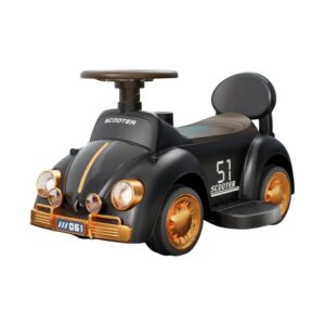 Carro Carrinho De Passeio Infantil Elétrico 12v com Carregador Bivolt e Empurrador Preto