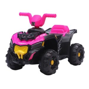 Quadriciclo Moto Elétrica Infantil Rosa com Empurrador