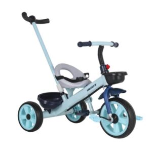 Triciclo Infantil Velocípede com Empurrador Pedal e Cestinha Azul