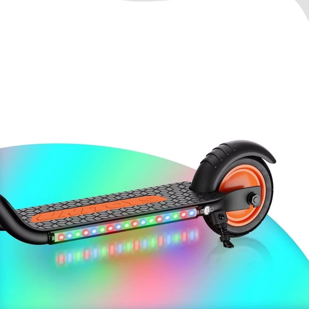 Patinete Elétrico Scooter Infantil com LED Base Antiderrapante Ajustável 150W Até 60Kg Laranja - Imagem 3